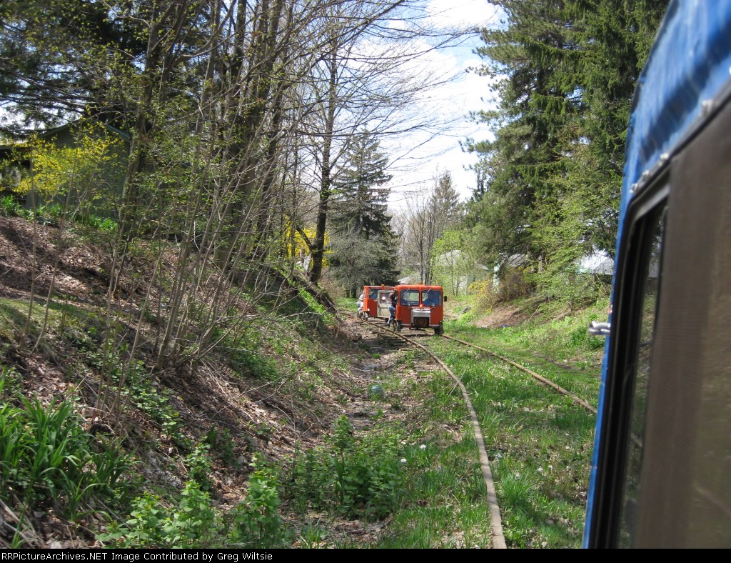 Some cars are moving through the wye