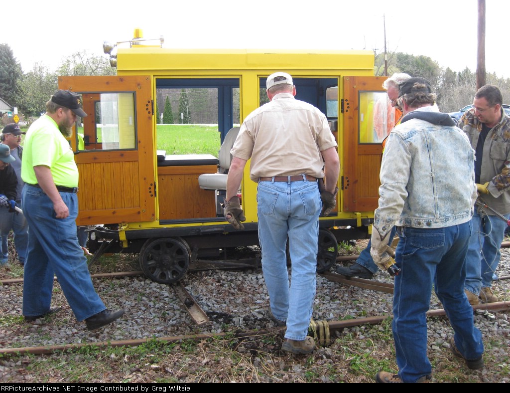 The Jersey Shore Steel speeder comes off the tracks and buries itself in the ballast