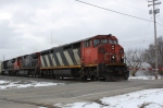 CN 2425 leads a northbound over Green Rd.