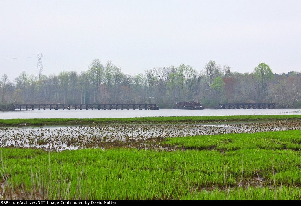 Abandoned old swing bridge