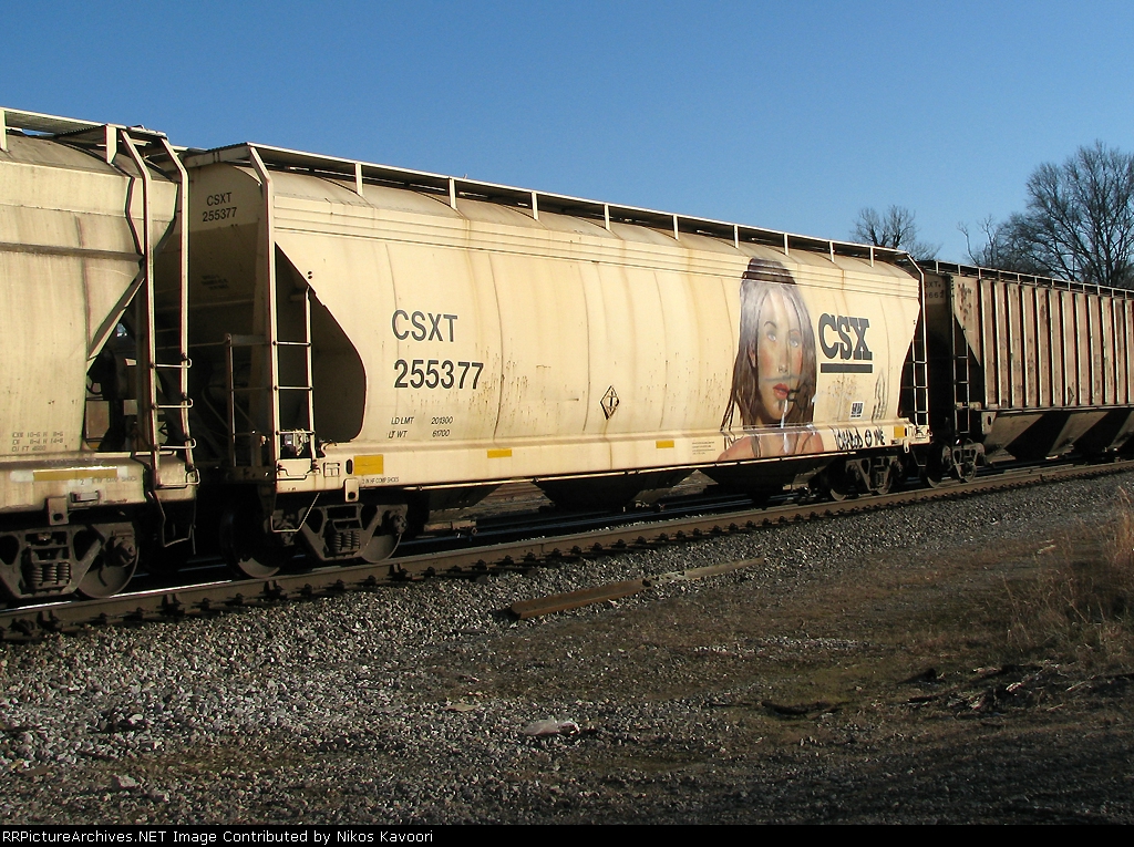 CSX 255377 with interesting graffiti 