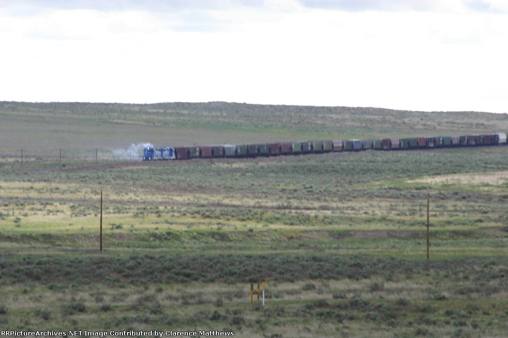 CVR 4227 working hard coming down the hill to the Cimarron River Bridge