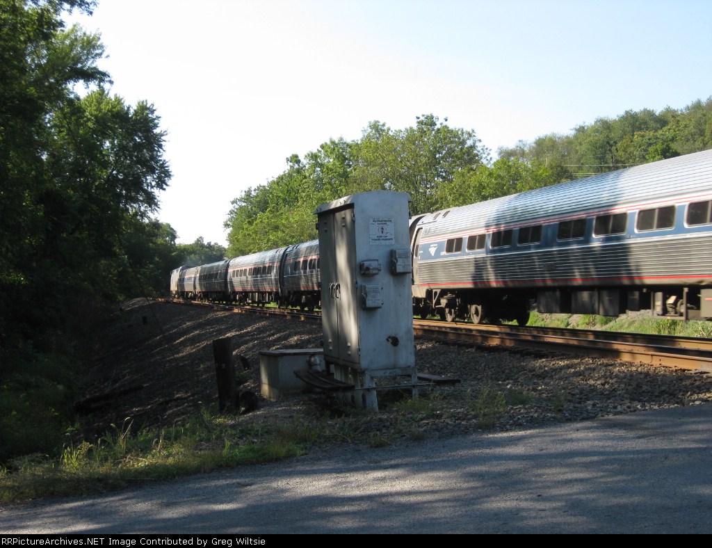 The Pennsylvanian heads towards a station stop in Huntingdon