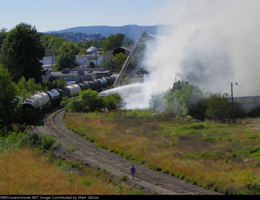 Building on fire next to Luzerne Susquehana Line