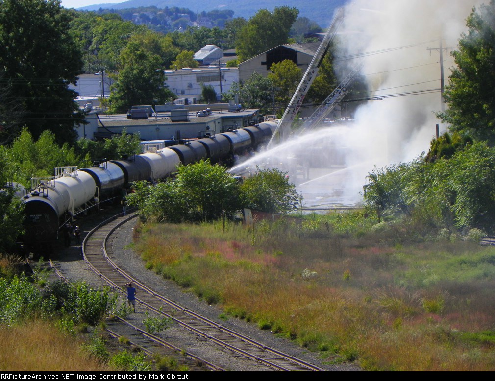 Building on fire next to Luzerne Susquehanna Line
