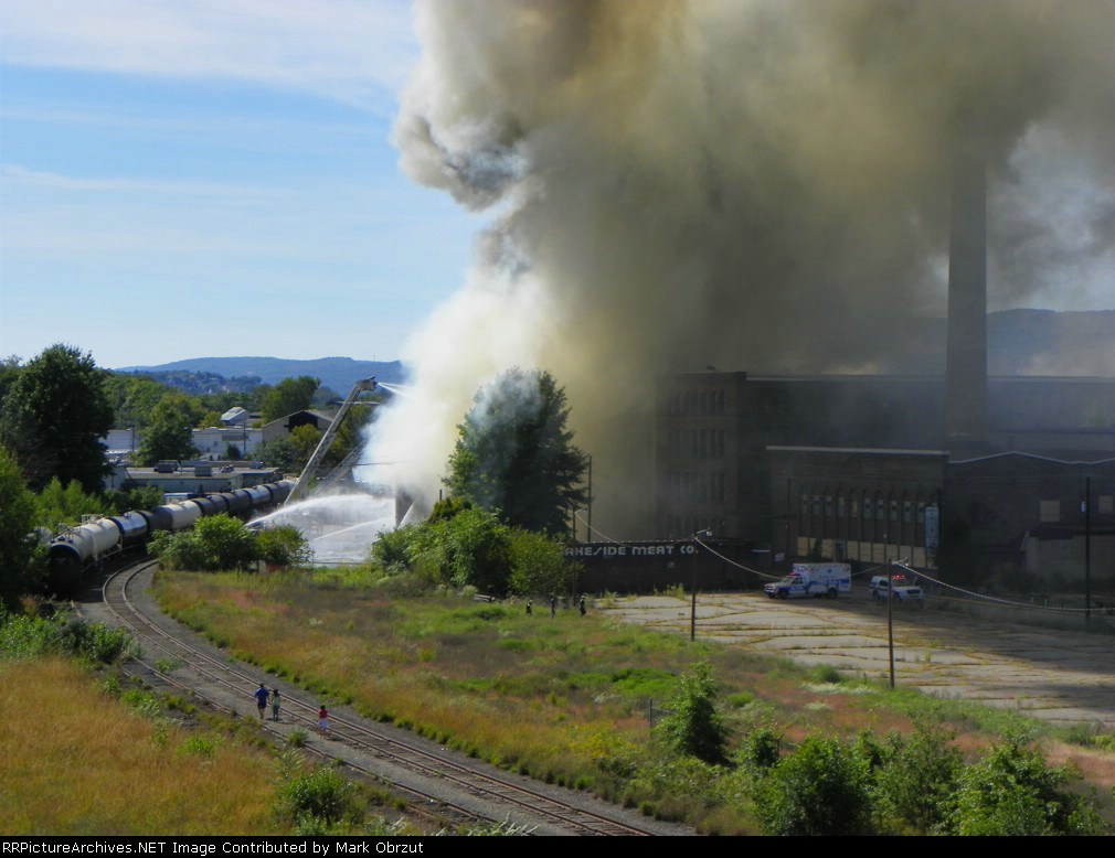 Building on fire next to Luzerne Susquehanna Line