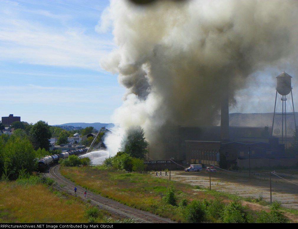 Building on fire next to Luzerne Susquehanna Line