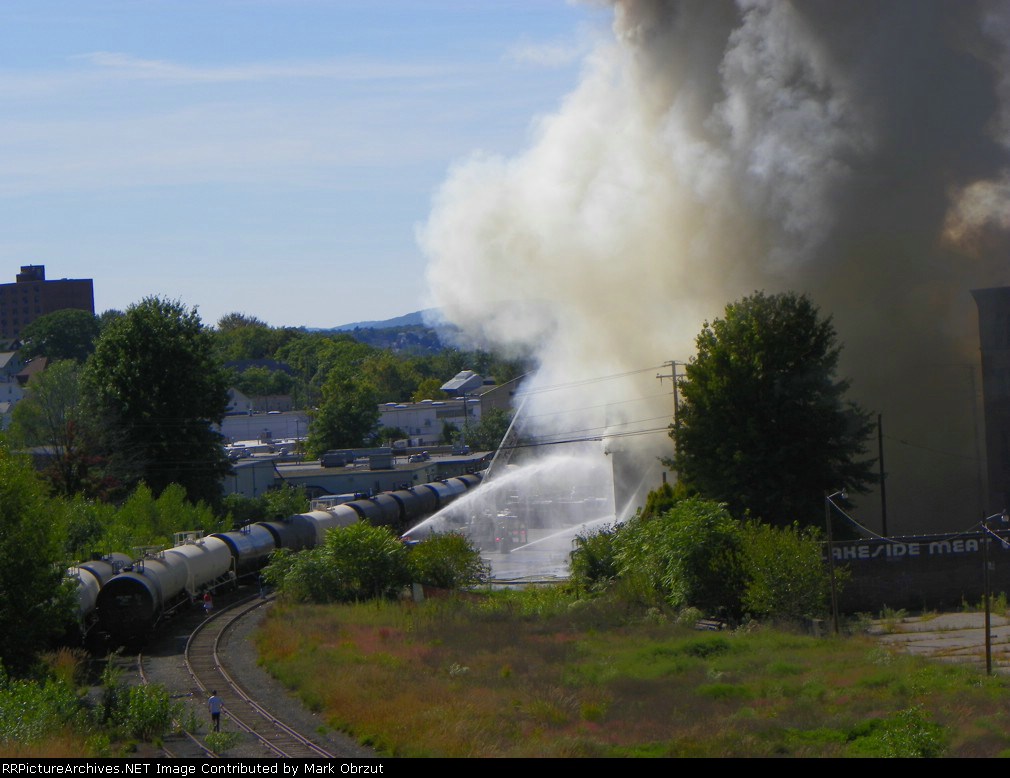 Building on fire next to Luzerne Susquehanna Line