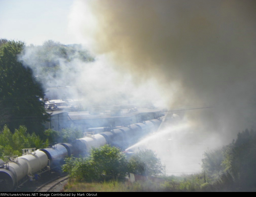 Building on fire next to Luzerne Susquehanna Line
