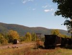 Train AD-1 on the Admas Industrial track with the Hoosac Range in the background