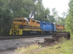 Three BPRR units sit with a train just outside the DuBois Yard