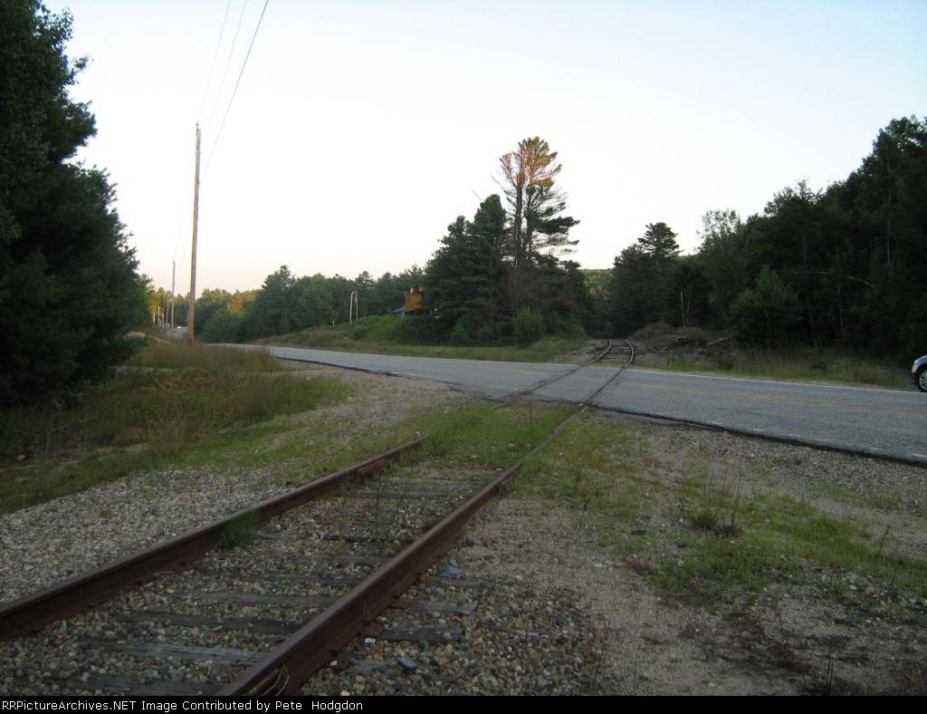 Hiram, Me. crossing (note MEC Caboose on hill in center of photo)