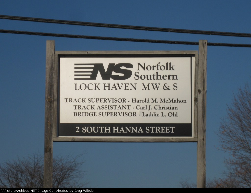 Sign for NS's Lock Haven Yard
