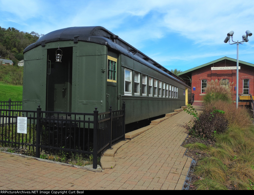 Restored P&LE Combine Passenger Baggge Car West Newton (2)