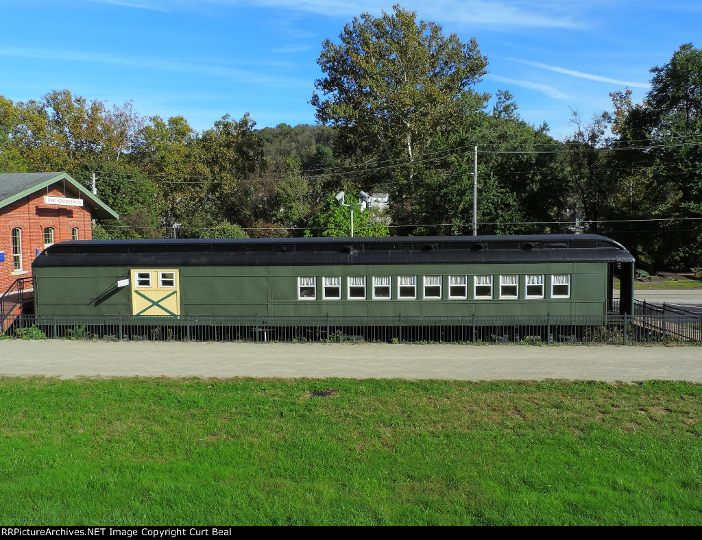 Restored P&LE Combine Passenger Baggge Car West Newton (3)