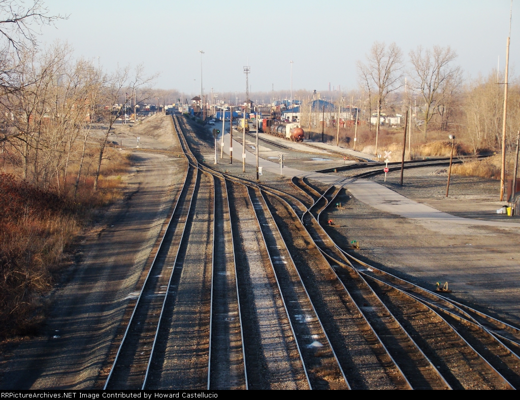 Looking north at the north end of the Stanley recieving yard, yard "S" and the Stanley hump