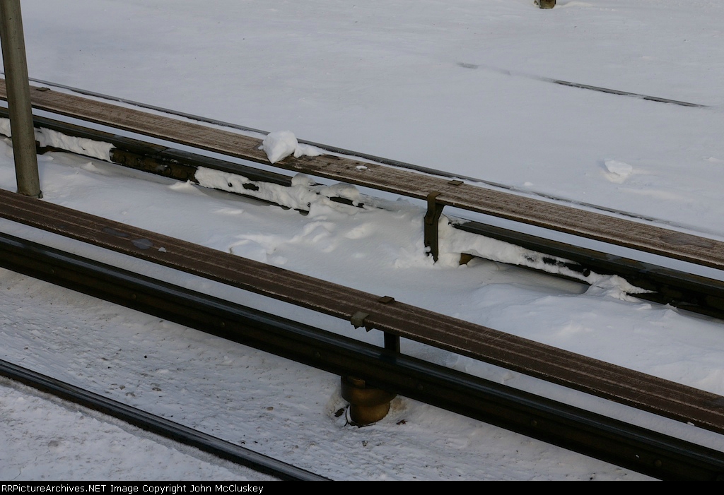 Snow drifts on the third rail