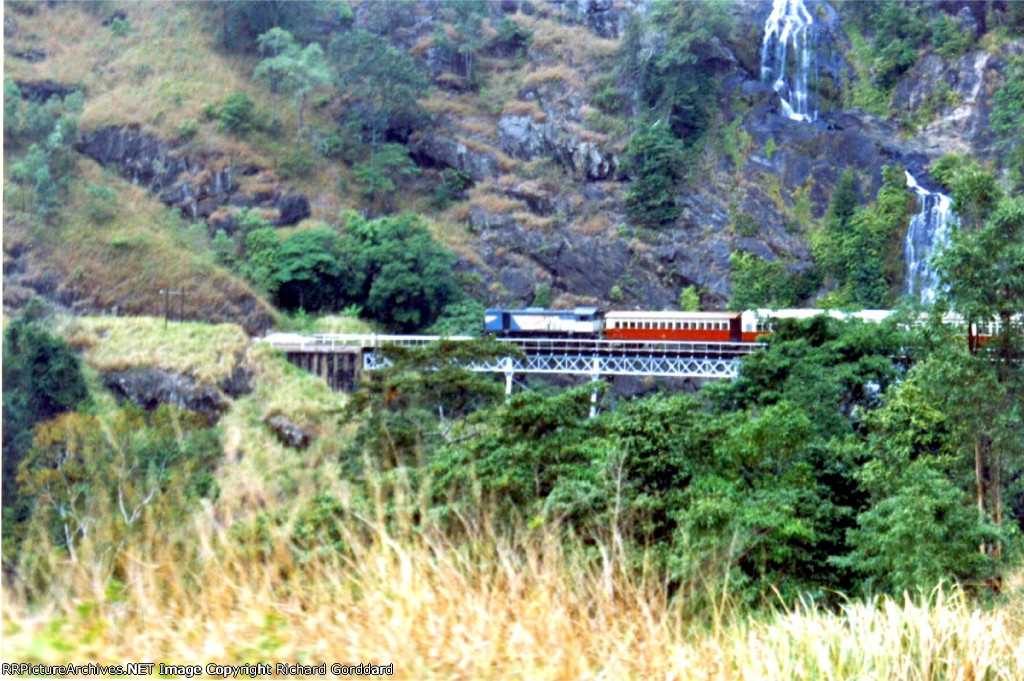 This picture was taken from the rear car of the train