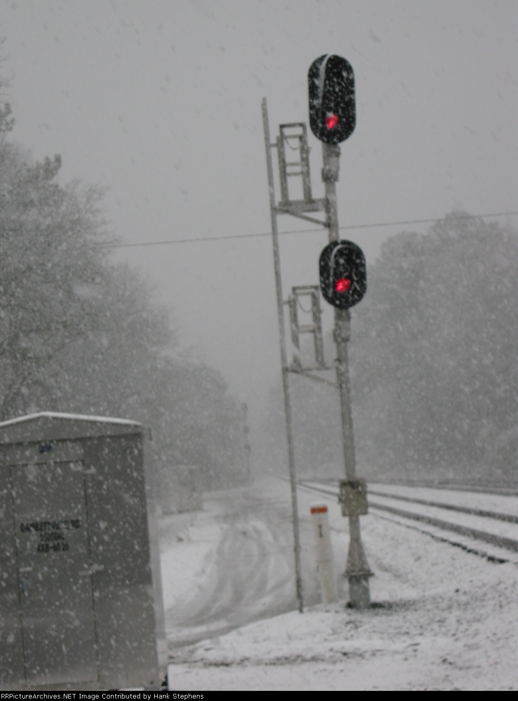 Gabbettville Siding distant signals in the snow storm