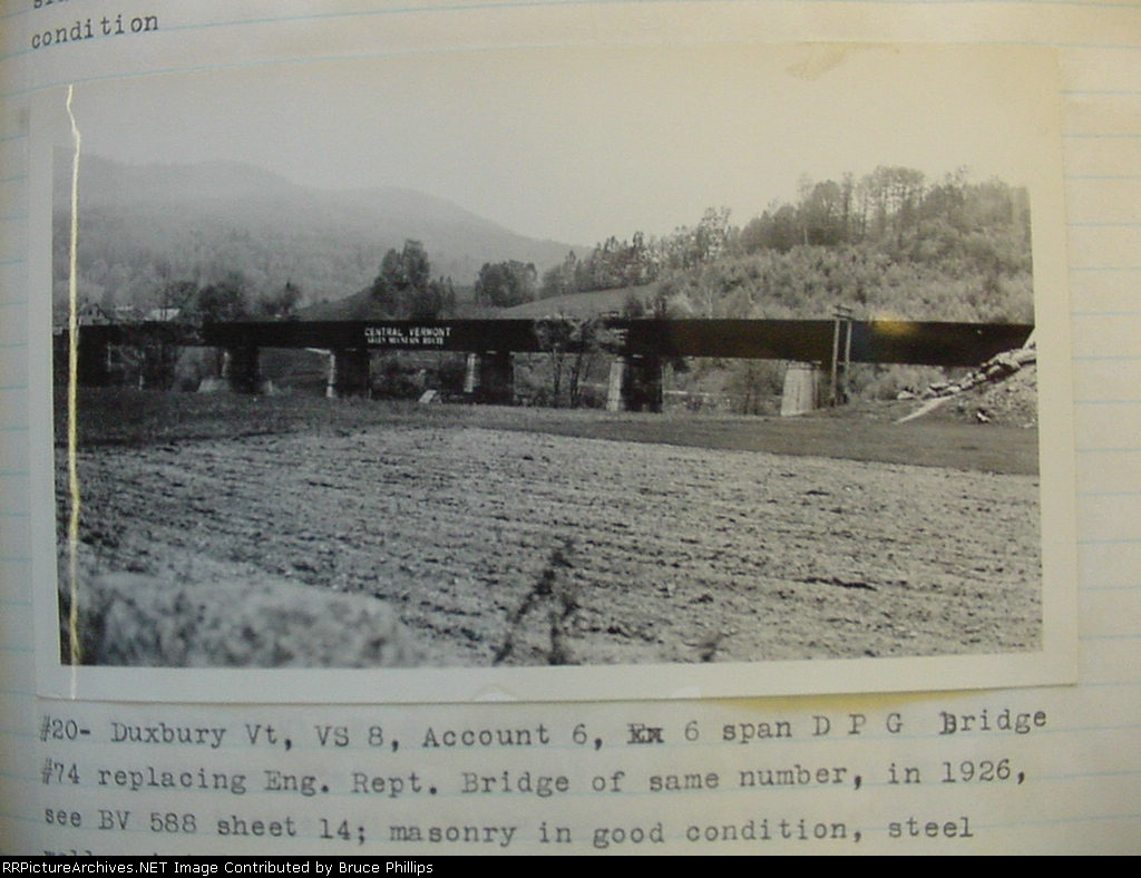 Central Vermont - Duxbury Bridge - 1934