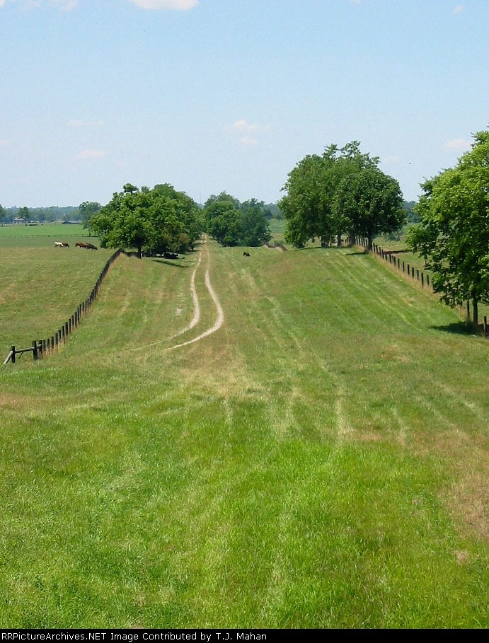 Looking west on the former C&O Lexington Subdivision assumingly at where a highway overpass once was