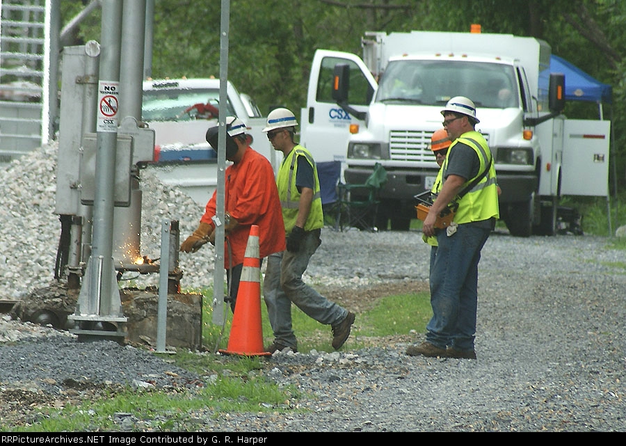 The base of the w.a.s. signal, No. 1 track Natural Bridge needed more than a pipe wrench to be removed