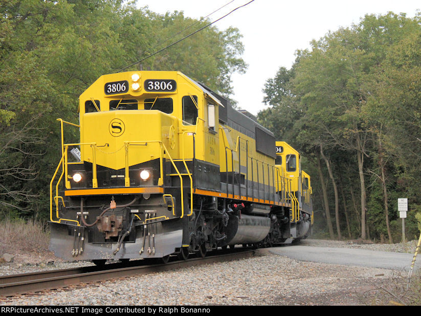 Having crested the grade of Sparta Mountain, SUI 99 begins its descent  as it heads for Binghamton