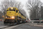 NYS&W SU-99 westbound at Rock road in a mid March light snowfall