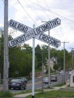 Crossbuck infront of former PRR Pemberton Station (Ft Dix Road Burlington County Road # 616)  