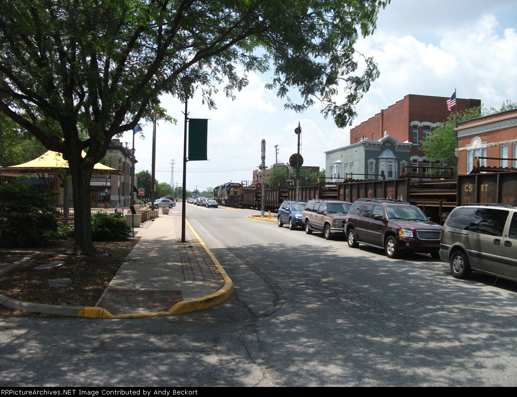 Csx Ribbon Rail Train Downtown