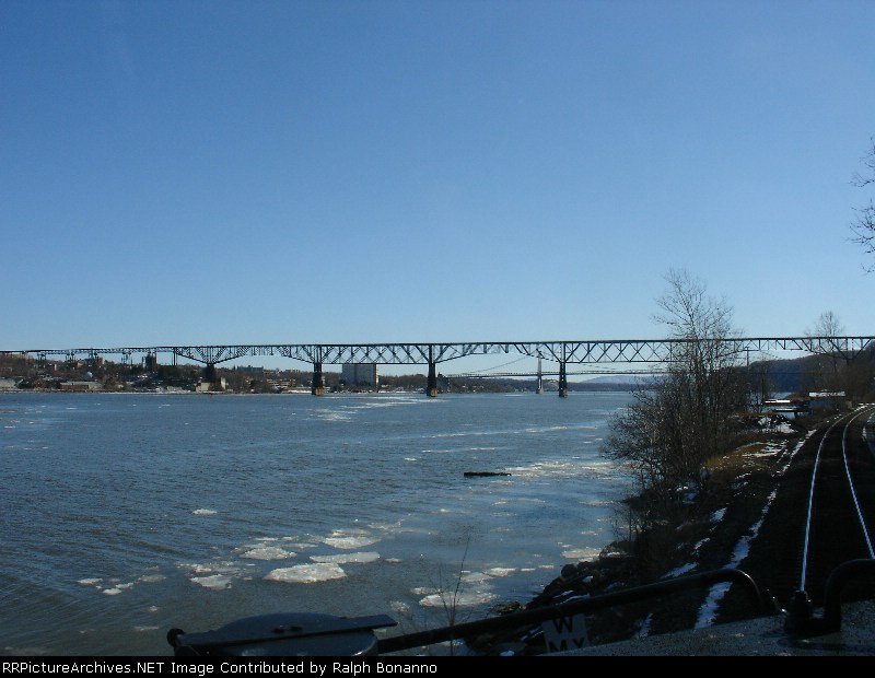 Late afternoon view of the ex NH Poughkeepsie Bridge, as seen from a southbound