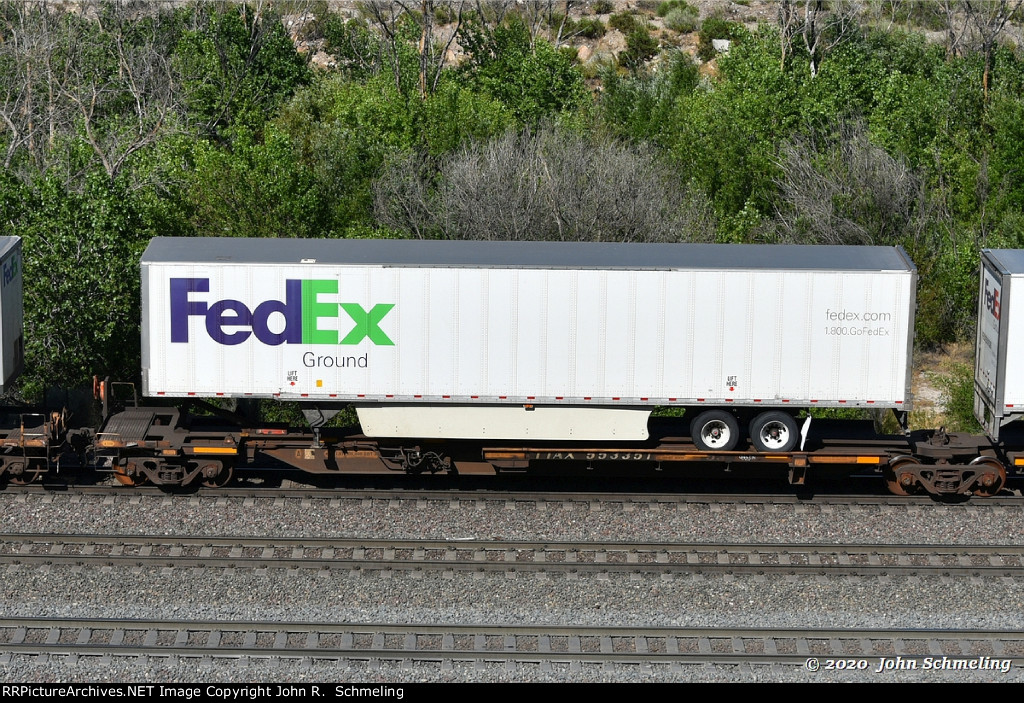 TTAX 553351-A with a 53 ft Fed-Ex Trailer load at Cajon CA. 6/16/2020