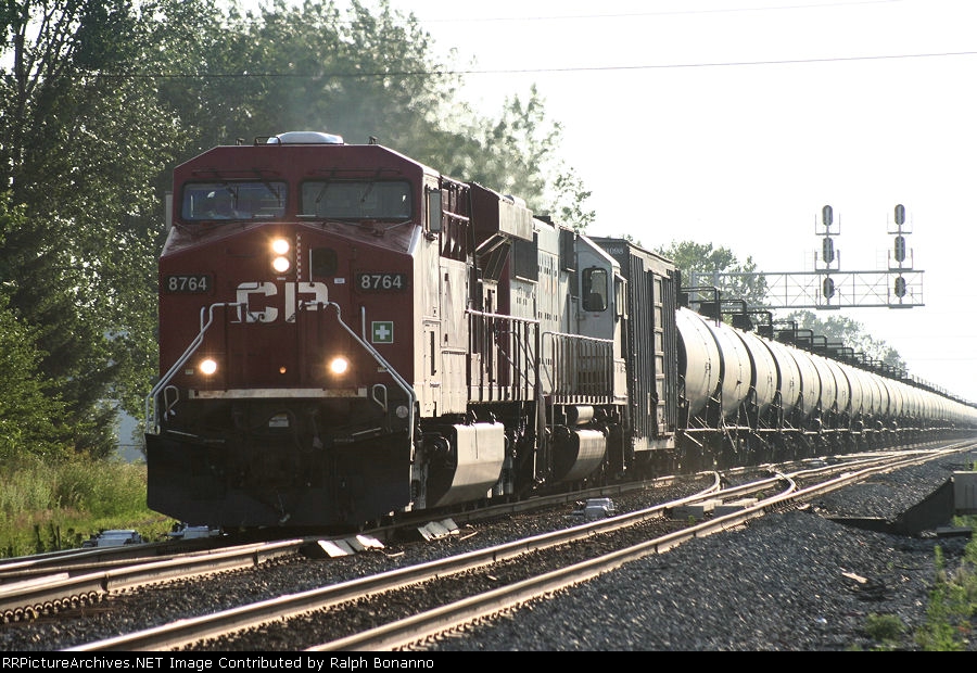 Had it only been 12 hoiurs earlier... Eastbound K638 enters town with a CP/SOO consist