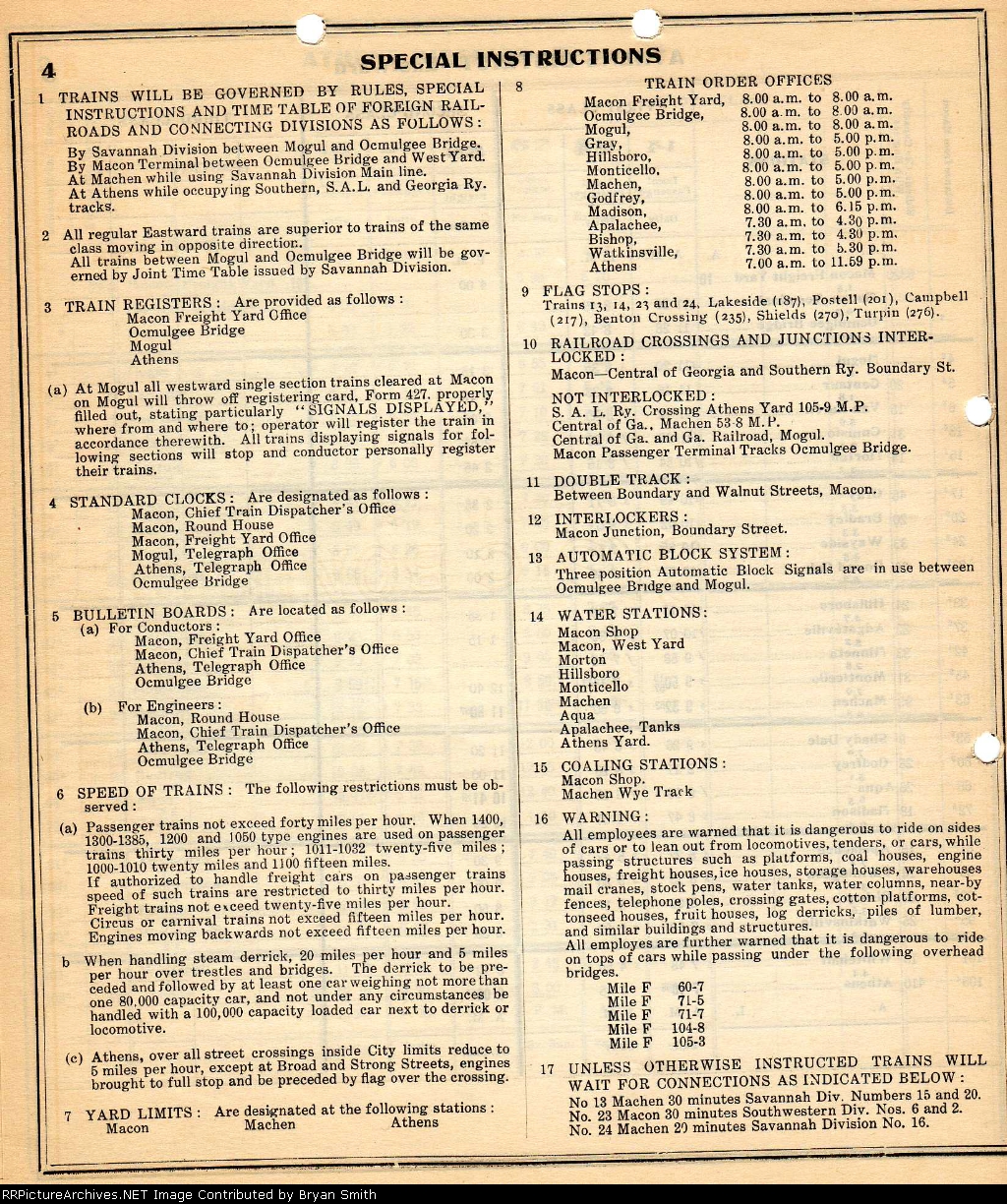CofG Athens district employee timetable dated 5-17-1925