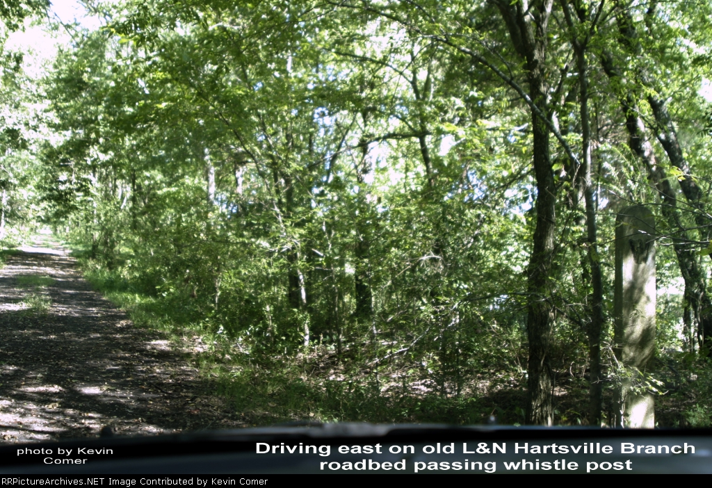Driving east on old L&N Hartsville Branch roadbed
