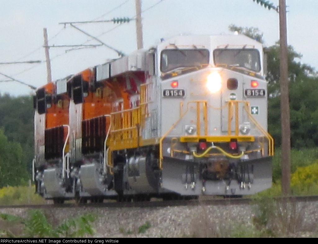 TIOTINTO 8154 leads two BNSF units on the test track