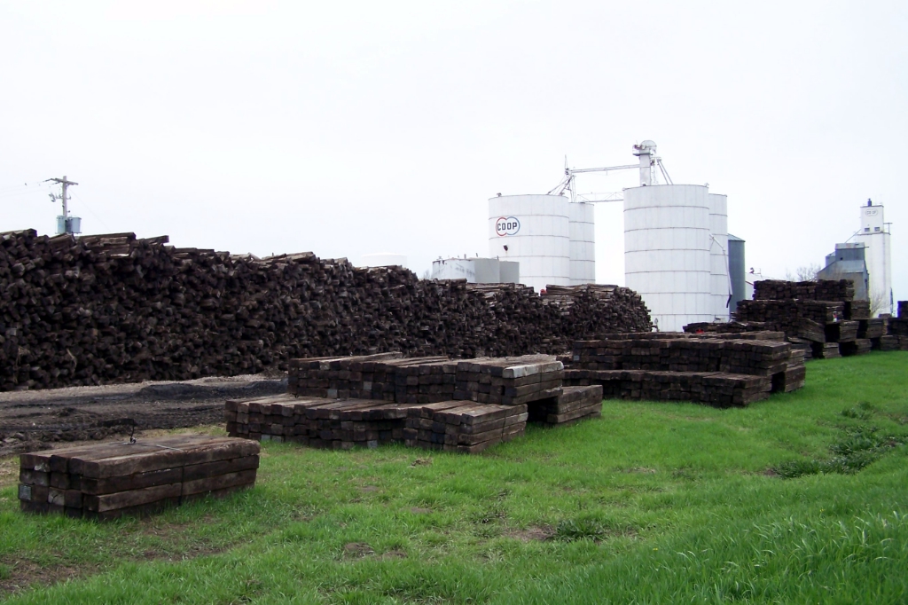 Ties lifted from the Nebkota are piled high