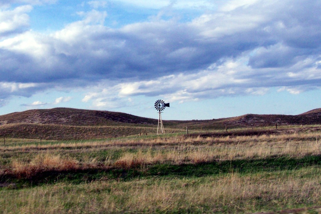 Water pumps are found frequently in the valleys of the rolling hills along the Cowboy Line