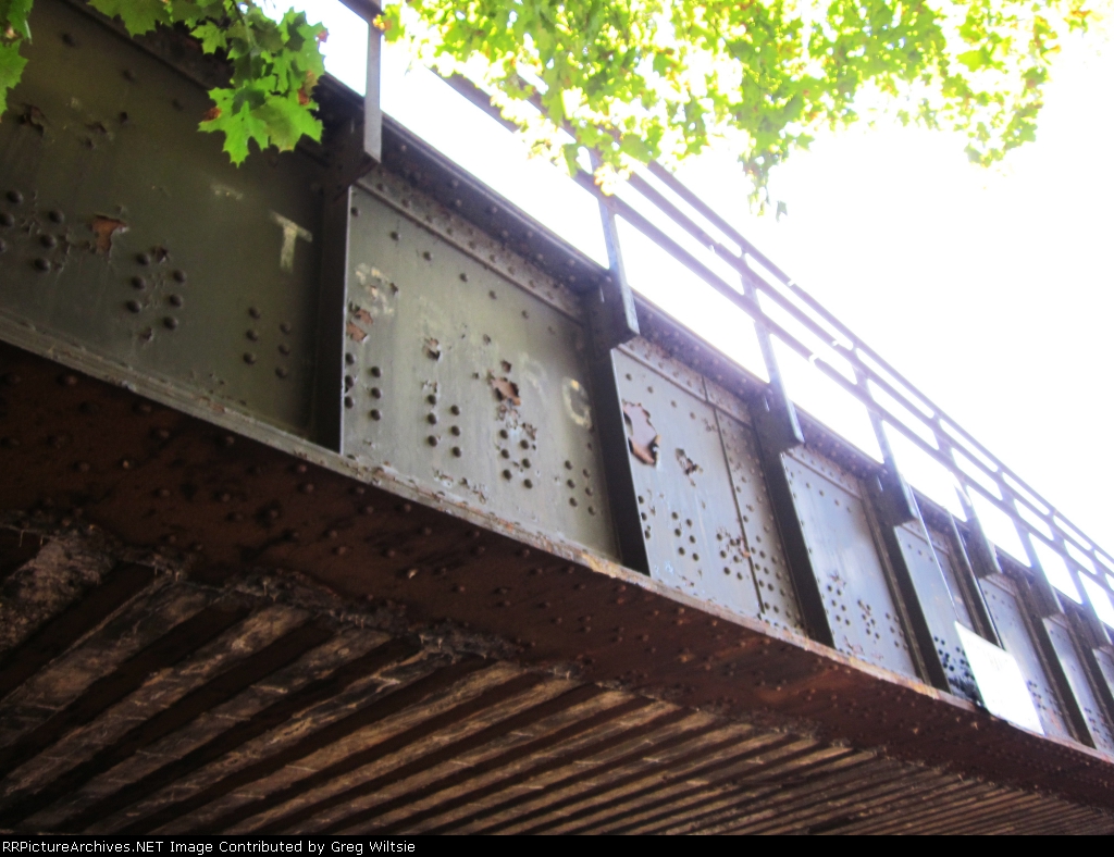 Faded Pittsburgh & Lake Erie Railroad Lettering on Bridge