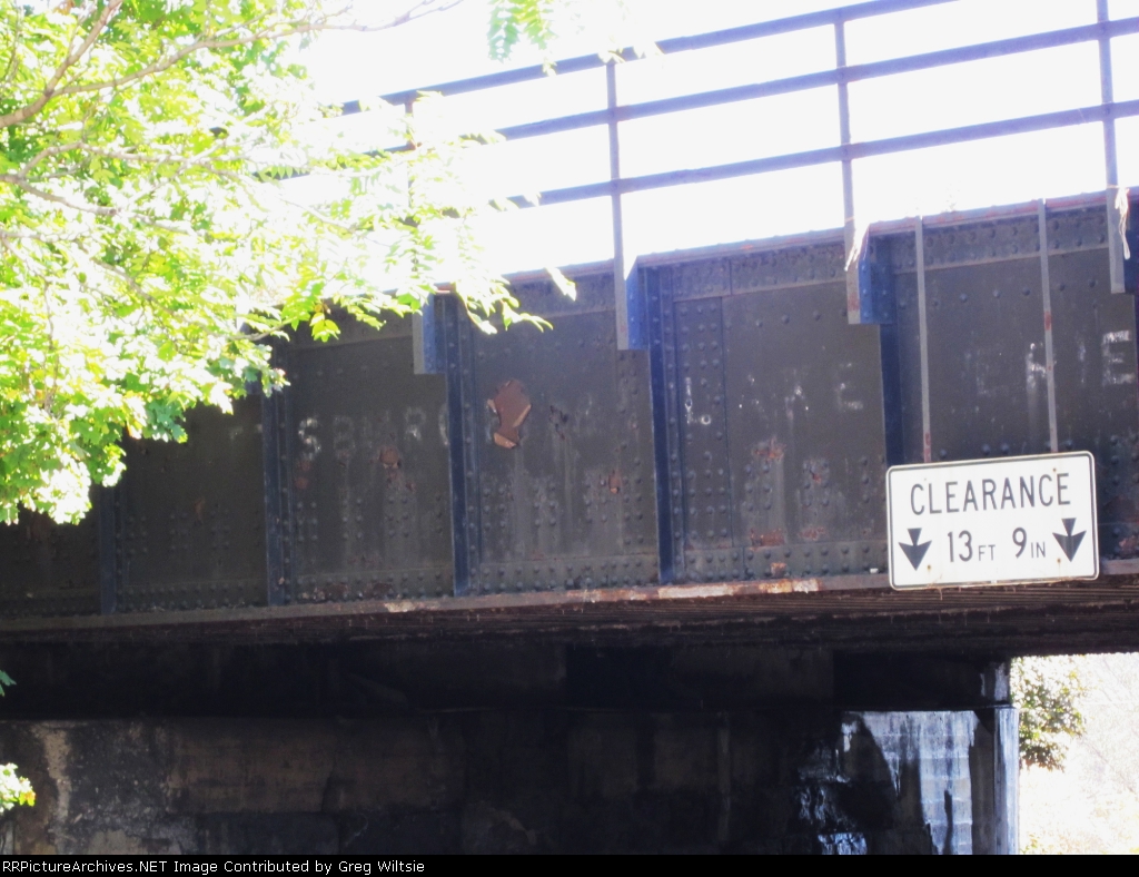 Faded Pittsburgh & Lake Erie Railroad Lettering on Bridge