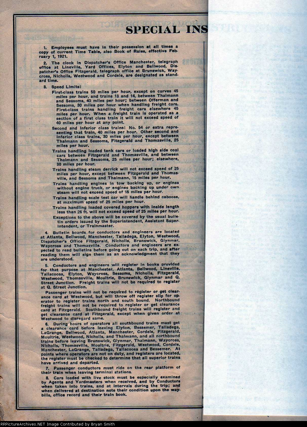 Atlanta, Birmingham and Coast employee timetable