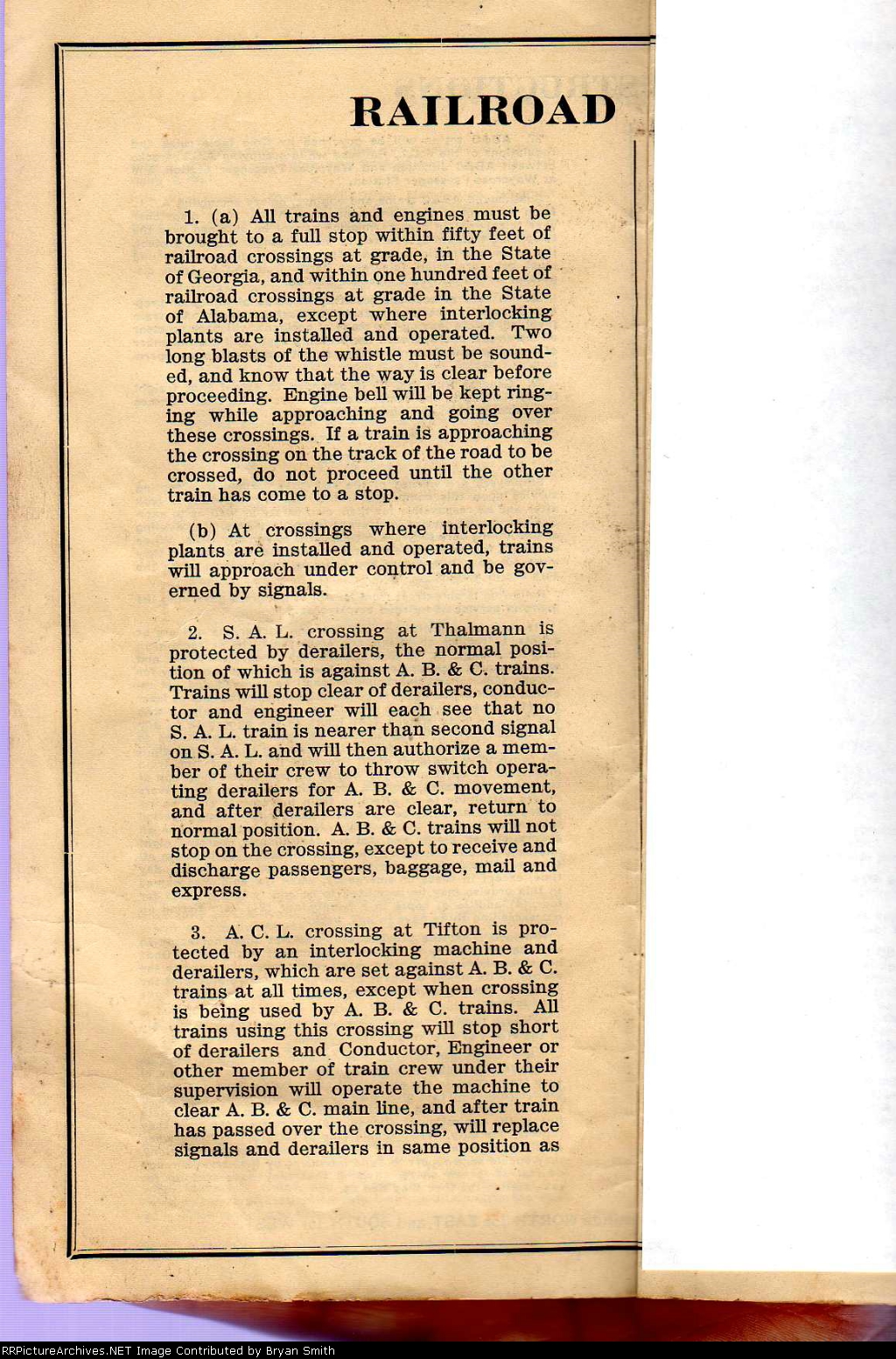 Atlanta, Birmingham and Coast employee timetable