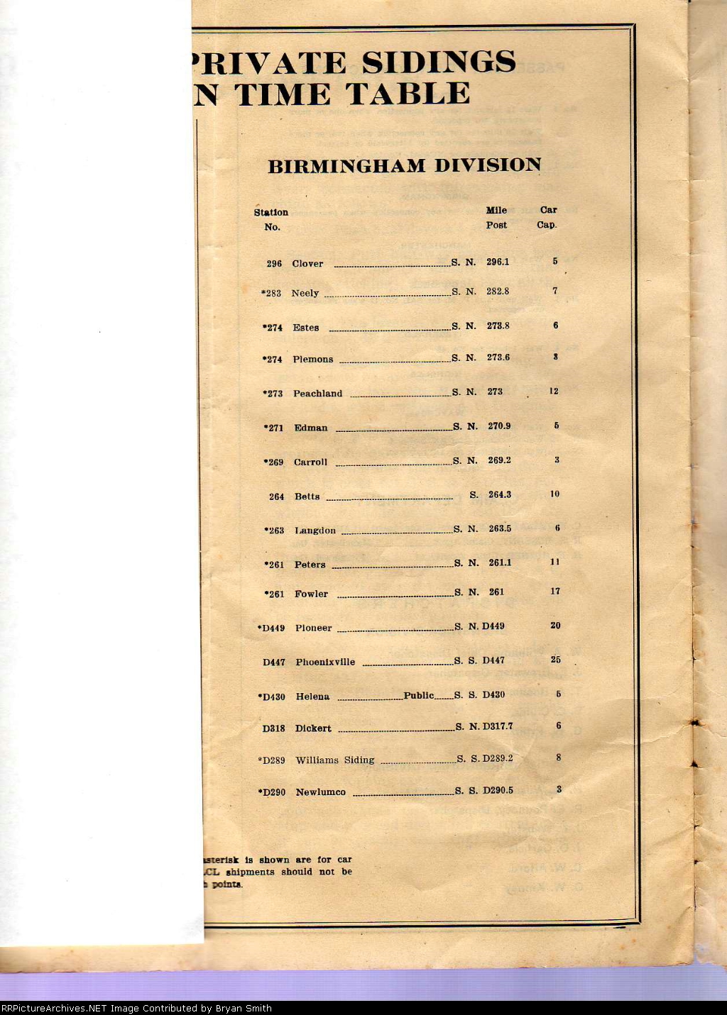 Atlanta, Birmingham and Coast employee timetable