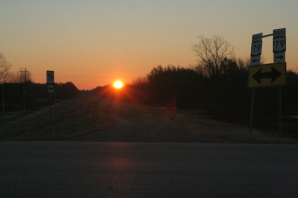 Sunrise over the levee