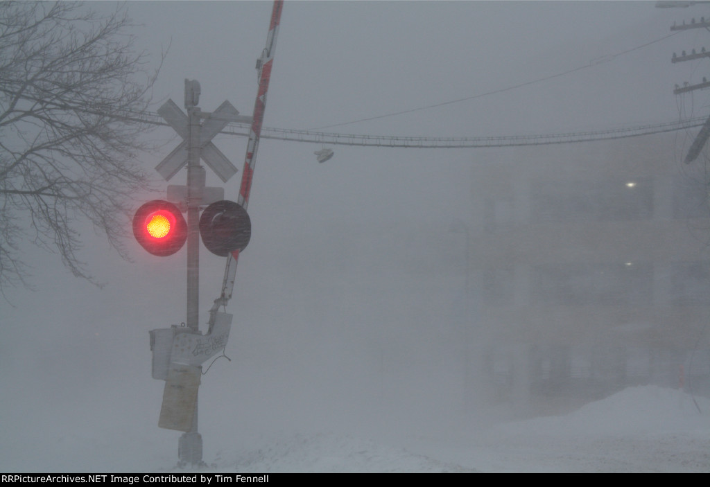 Crossing gate in 2011 blizzard