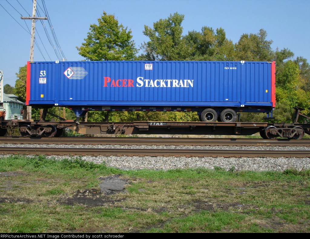 TTAX Spinecar 554272 w/PACU Container 891016 on PAHZ Chassis 806989 EB