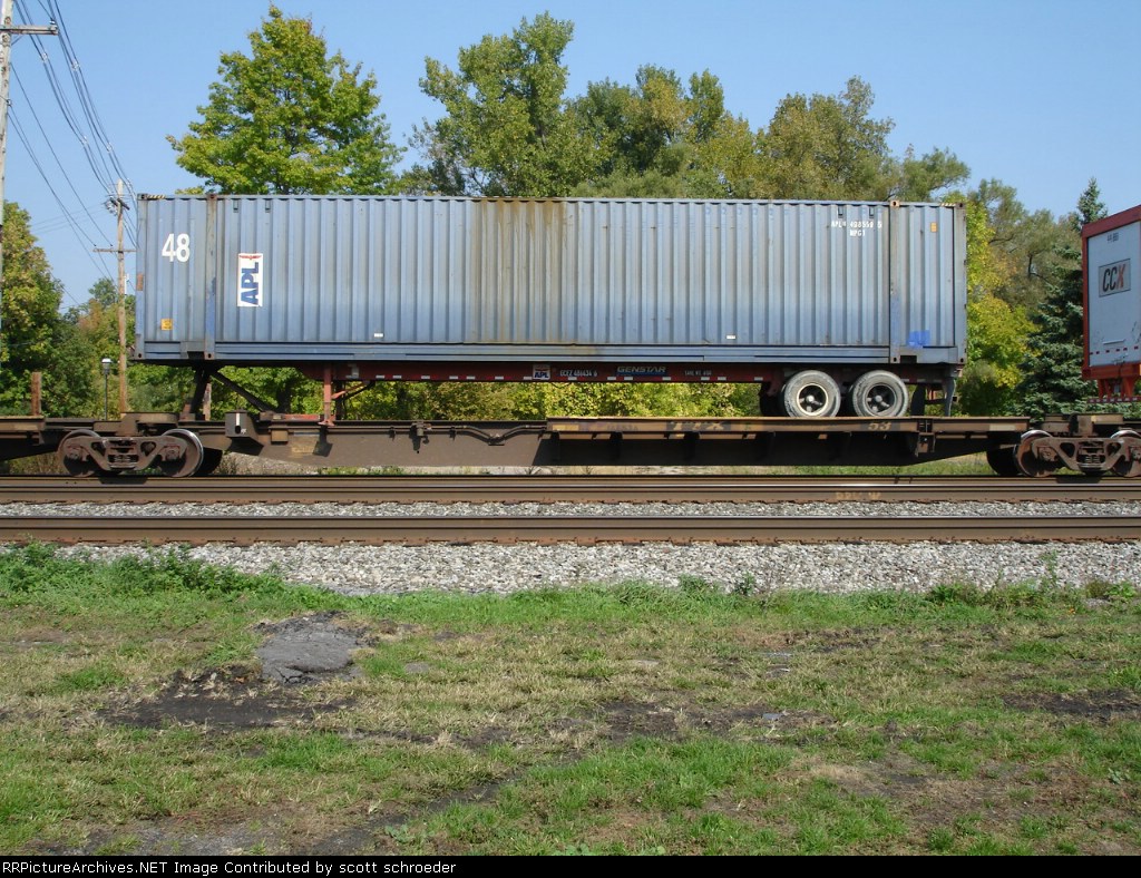 TTAX Spinecar 653303 w/APLU Container 498559 on GCEZ Chassis 486434 EB