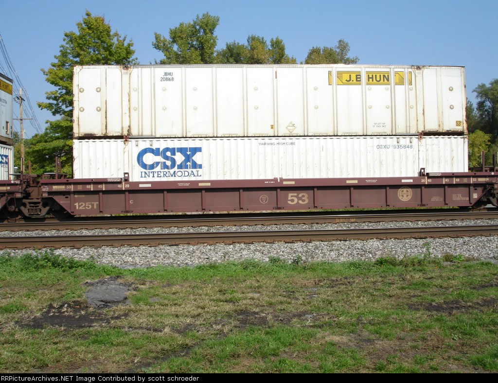 BNSF Double Stackcar 211356C w/CSXU Container 935848 & JBHU Container 208168 EB