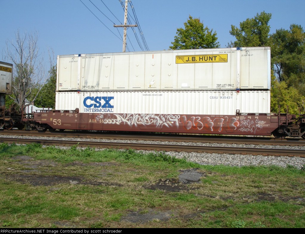 AOK Double Stackcar 55189 w/CSXU Container 935431 & JBHU Container 217467 EB