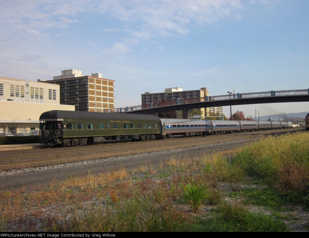 NYC 3 / PPCX 800384 is at the rear of the Pennsylvanian headed east